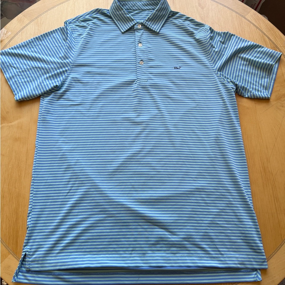 Vineyard Vines Performance Polo Shirt Blue Green Stripe Mens Medium